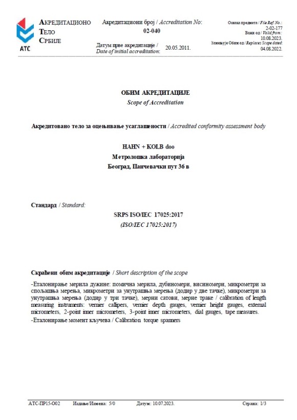 Obim akreditacije